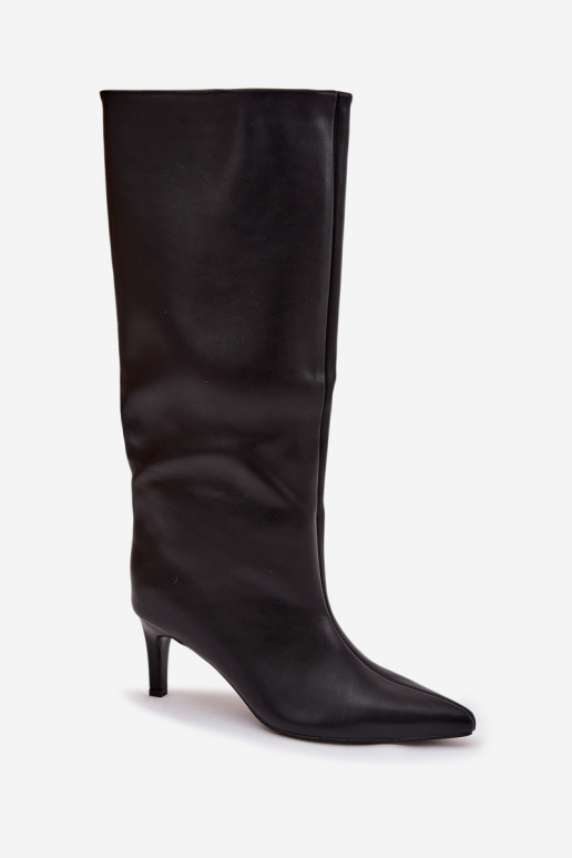 stivali da donna Un modello convincente con tacchi sottili Con Cucito colore nero Olyvia