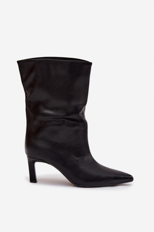 Un modello convincente Stivali da donna con tacchi sottili in ecopelle colore nero Norell