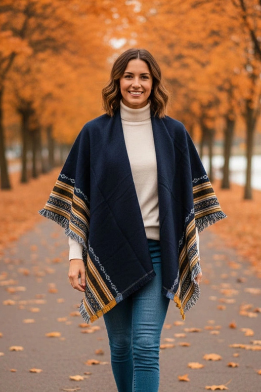 Sciarpa blu scuro con decorazione Rio