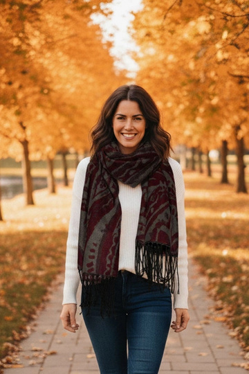 Sciarpa grigia e borgogna...