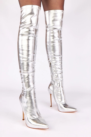 Stivaletti argentati con...