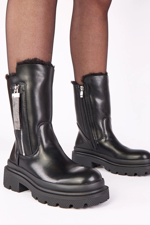 Stivaletti neri su piattaforma con...