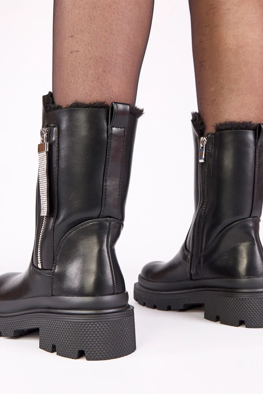 Stivaletti neri su piattaforma con...