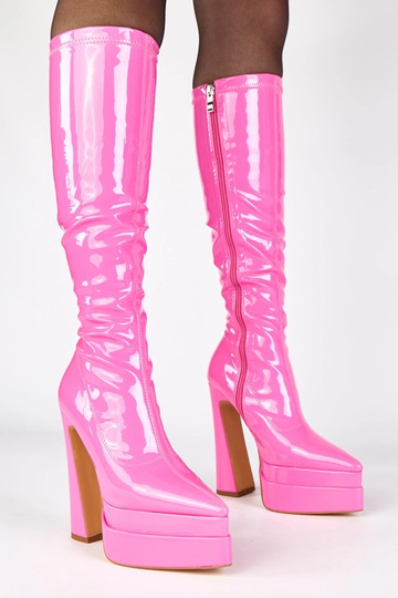 Stivali rosa lucidi con...