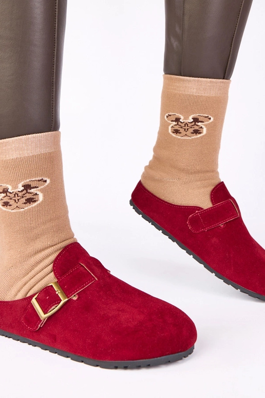 Stivali bordeaux con fibbia...