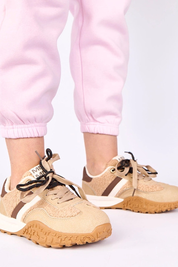 Sneakers color sabbia calde con pelliccia Sanna