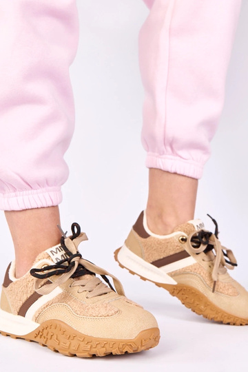 Sneakers color sabbia calde con pelliccia Sanna 2