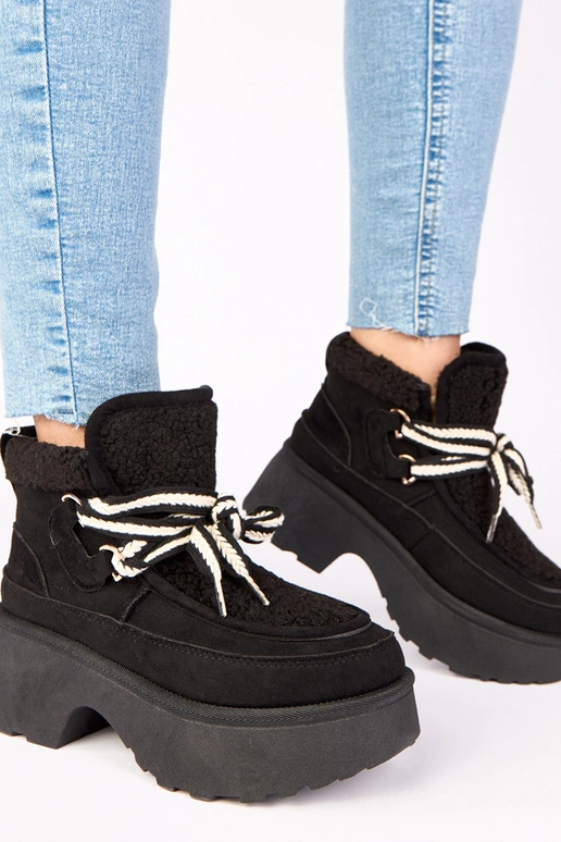 Stivali da neve neri con pelliccia e...