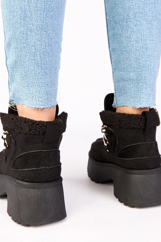 Stivali da neve neri con pelliccia e...