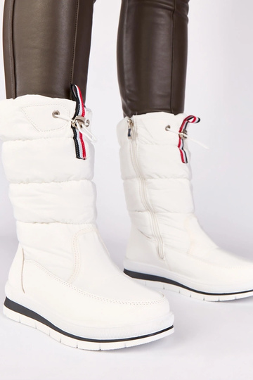 Stivali da neve bianchi con tacco basso e fascia elastica Sophie