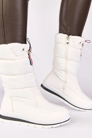 Stivali da neve bianchi con tacco basso e fascia elastica Sophie 2
