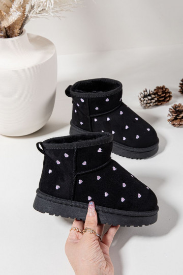 Stivali di neve per bambini con cuori, neri Gracina 2