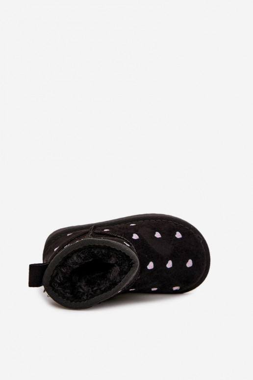 Stivali di neve per bambini con cuori, neri Gracina