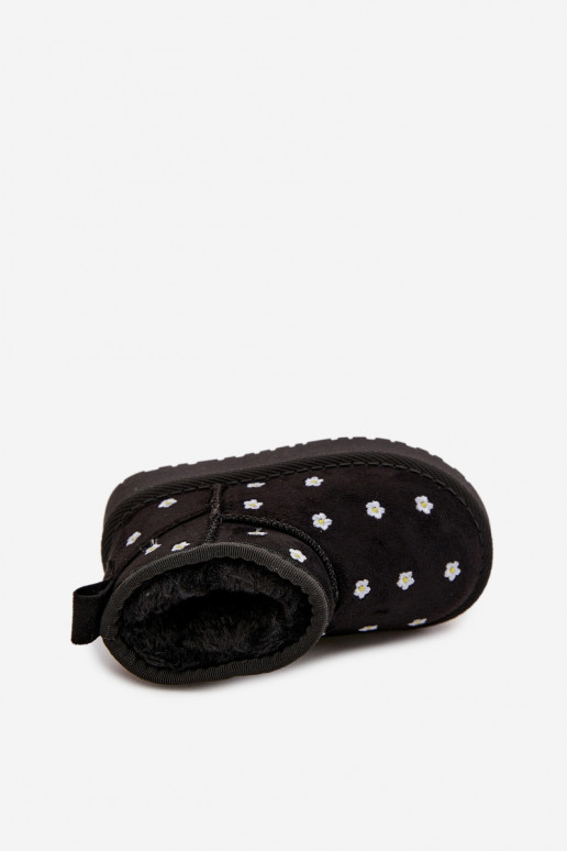 Stivali di neve per bambini con motivi floreali, neri Gracina