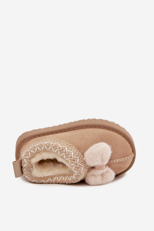 Stivali di neve per bambini con ricamo e nastro, color sabbia Daven