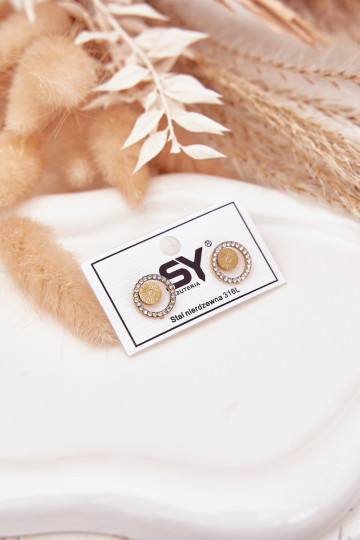 con dettagli elegantii dall acciaio inossidabile Kółka con gli occhi scintillanti colore dorato 2