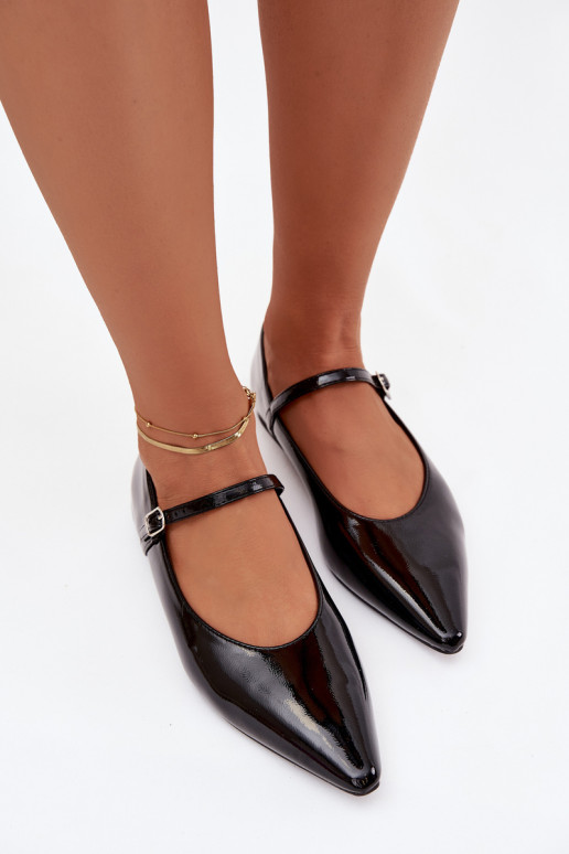 Ballerine laccate con cinghie colore nero Jarelle