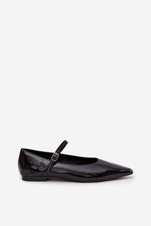 Ballerine laccate con cinghie colore nero Jarelle
