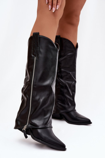 stivali stile coAboy con i tacchi in ecopelle colore nero Palira