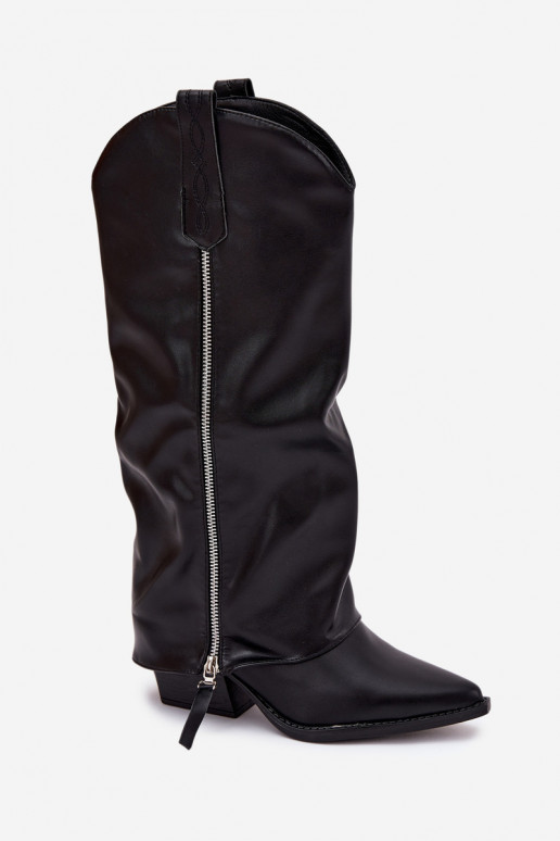 stivali stile coAboy con i tacchi in ecopelle colore nero Palira