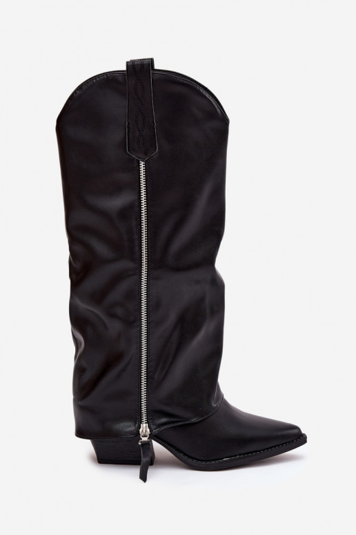stivali stile coAboy con i tacchi in ecopelle colore nero Palira