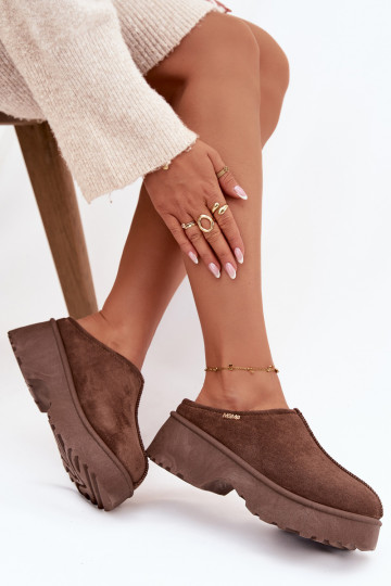 Stivali da neve Basso per le donne con una piattaforma colore marrone Yrenna