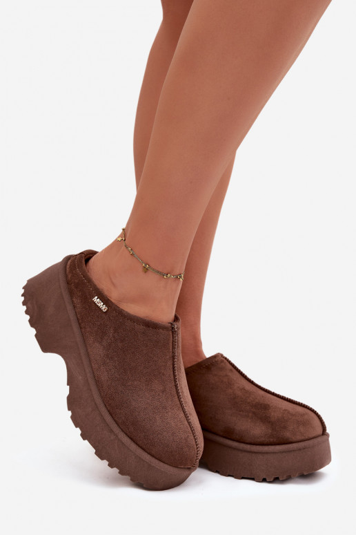 Stivali da neve Basso per le donne con una piattaforma colore marrone Yrenna