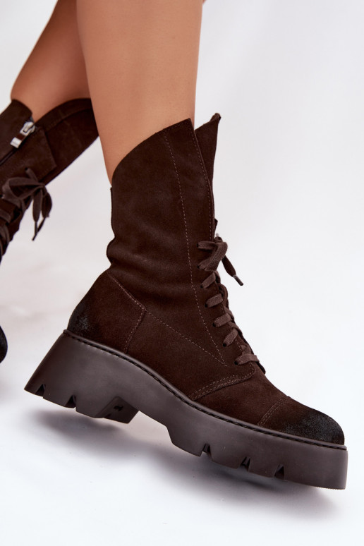 Stivaletti da lavoro FemminileAbilitatoturalnego dalla pelle scamosciatau Zazoo 976 CzekoladoAe