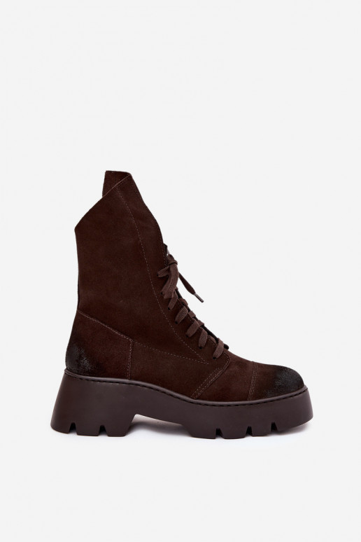 Stivaletti da lavoro FemminileAbilitatoturalnego dalla pelle scamosciatau Zazoo 976 CzekoladoAe