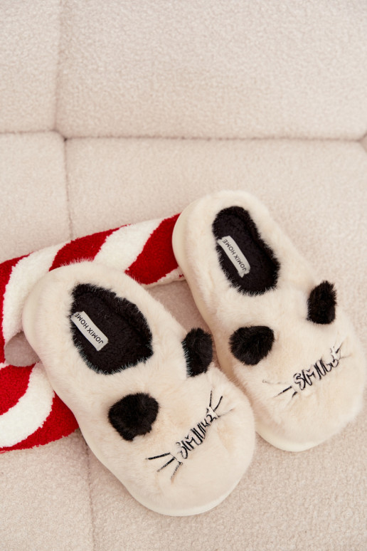 con una pelliccia Pantofole Femminile Smile beige Lexira