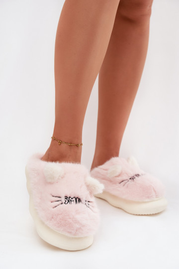 Pantofole donna rosa con pelliccia e sorriso Lexira 2