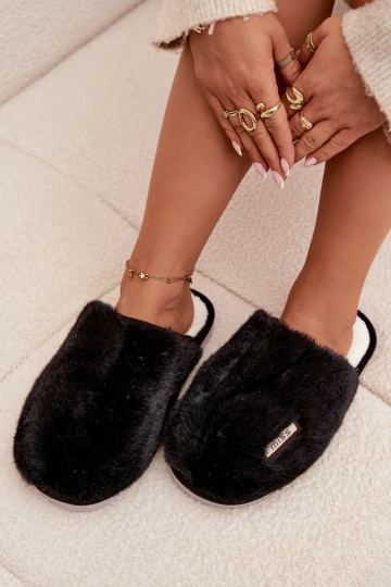 Pantofole donna nere con pelliccia Belinna