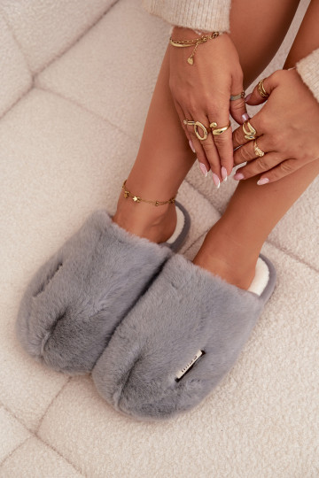 con una pelliccia Pantofole Femminile colore grigio Belinna