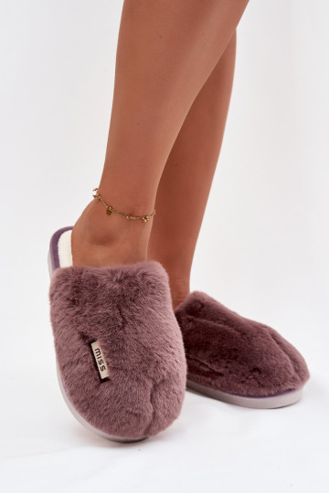 Pantofole donna viola scuro con pelliccia Belinna