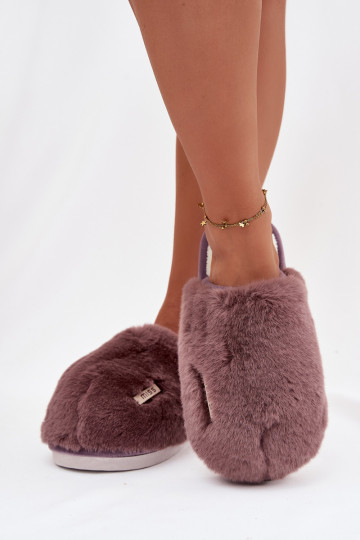 Pantofole donna viola scuro con pelliccia Belinna 2