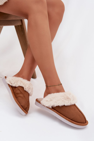 Pantofole donna marroni con pelliccia Carisse