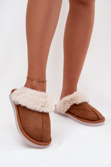 Pantofole donna marroni con pelliccia Carisse 2