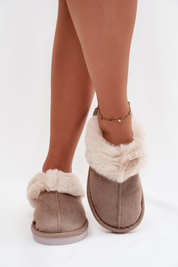 Pantofole donna chaki con pelliccia Carisse 2