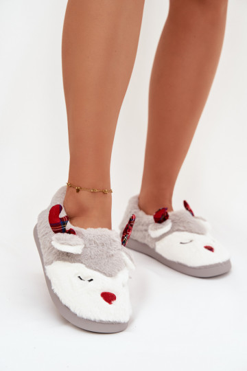 Pantofole Abilitatotale Femminile Con un tema Renna con una pelliccia colore grigio Orsella 2