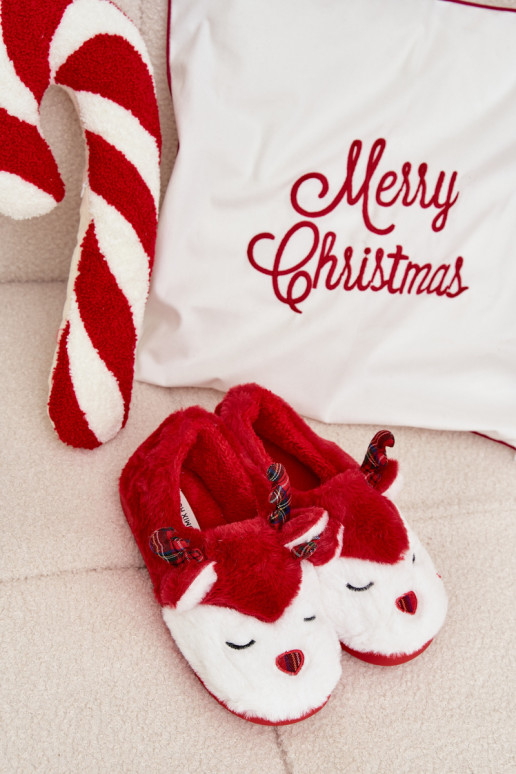 Pantofole Abilitatotale Femminile Con un tema Renna con una pelliccia colore rosso Orsella