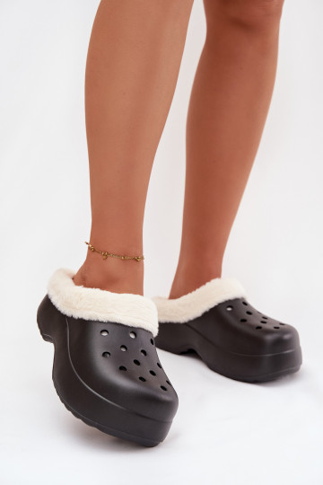 Pantofole leggere Pantofole da donna riscaldamento con pelliccia all interno colore nero Palvine 2