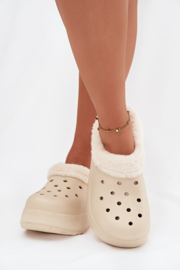 Pantofole leggere Pantofole da donna riscaldamento con pelliccia all interno beige Palvine 2