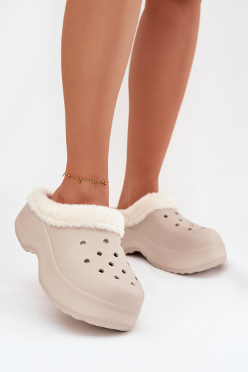 Pantofole leggere Pantofole da donna riscaldamento con pelliccia all interno colore kaki Palvine 2