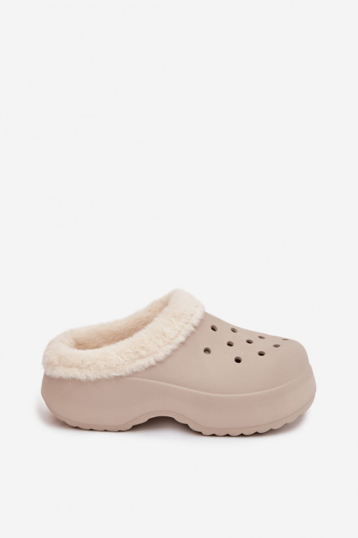 Pantofole leggere Pantofole da donna riscaldamento con pelliccia all interno colore kaki Palvine