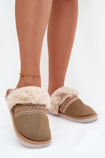 Pantofole da donna con pelliccia, verdi "Haftem Devianne" 2