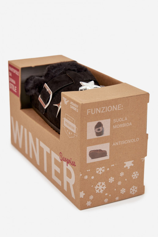 Pantofole Femminile con bellissimi dettagli I con fibbie riscaldamento con pelliccia all interno colore nero Thalora