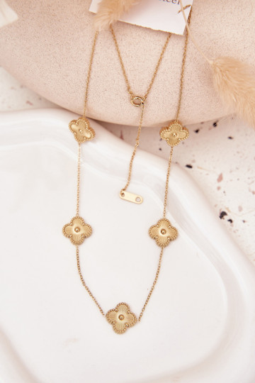 Collana in acciaio inossidabile color oro con motivi floreali