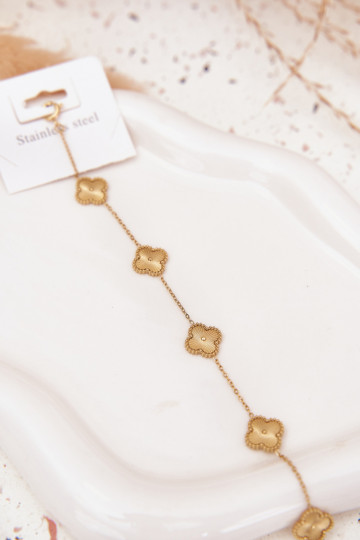 Bracciale in acciaio inossidabile color oro con motivi floreali 2