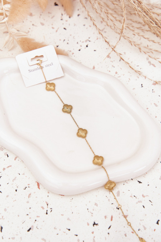 Un braccialetto dall acciaio inossidabilecon motivi florealiuszkami colore dorato