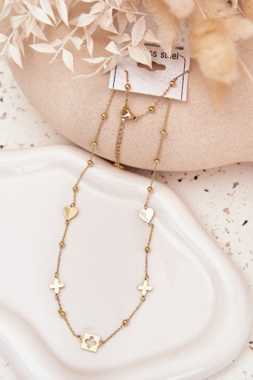 Collana color oro con ciondoli in acciaio inossidabile